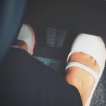 women car crash ankle